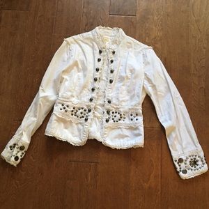 B’n k USA Jacket white cotton and linen studs detailed women’s sz XS/S